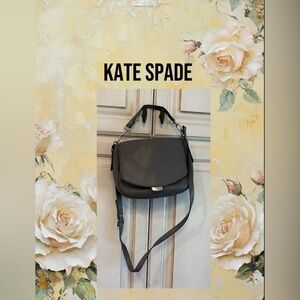 Kate Spade Gray Double Strap Pebble Leather Shoulder Bag